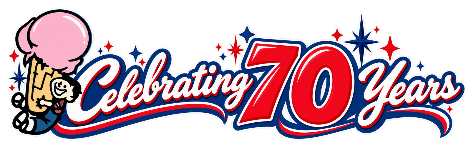 Big Boy Ice Cream OKC celebrating 70 years with its iconic ice cream mascot and anniversary logo.