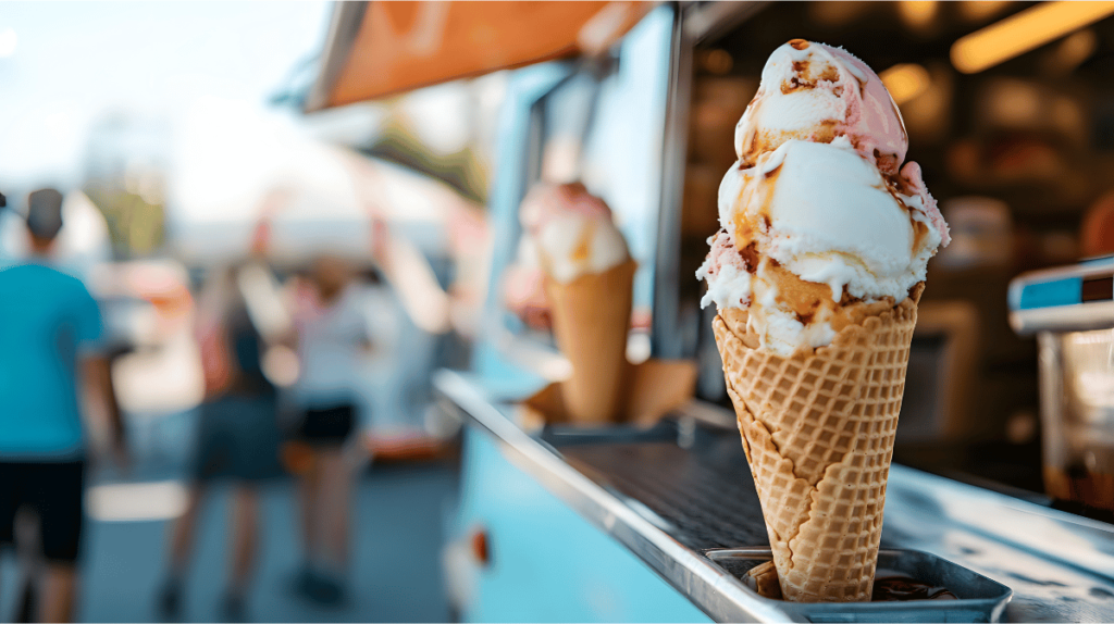 Freshly made ice cream cone