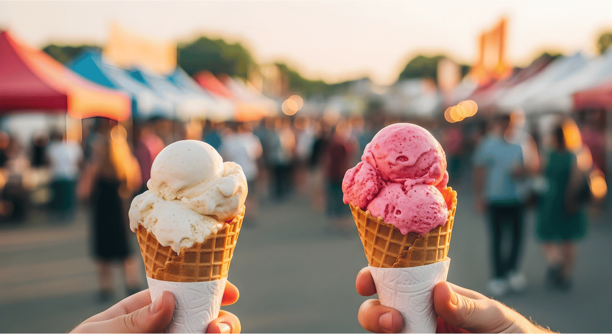 Ice cream cones at a fair